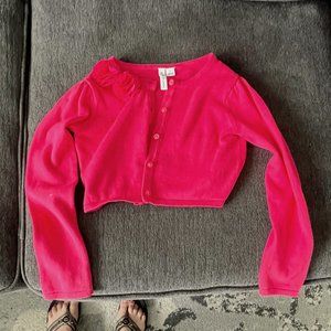 Janie and Jack Cropped Cardigan in Pink - size 5T
